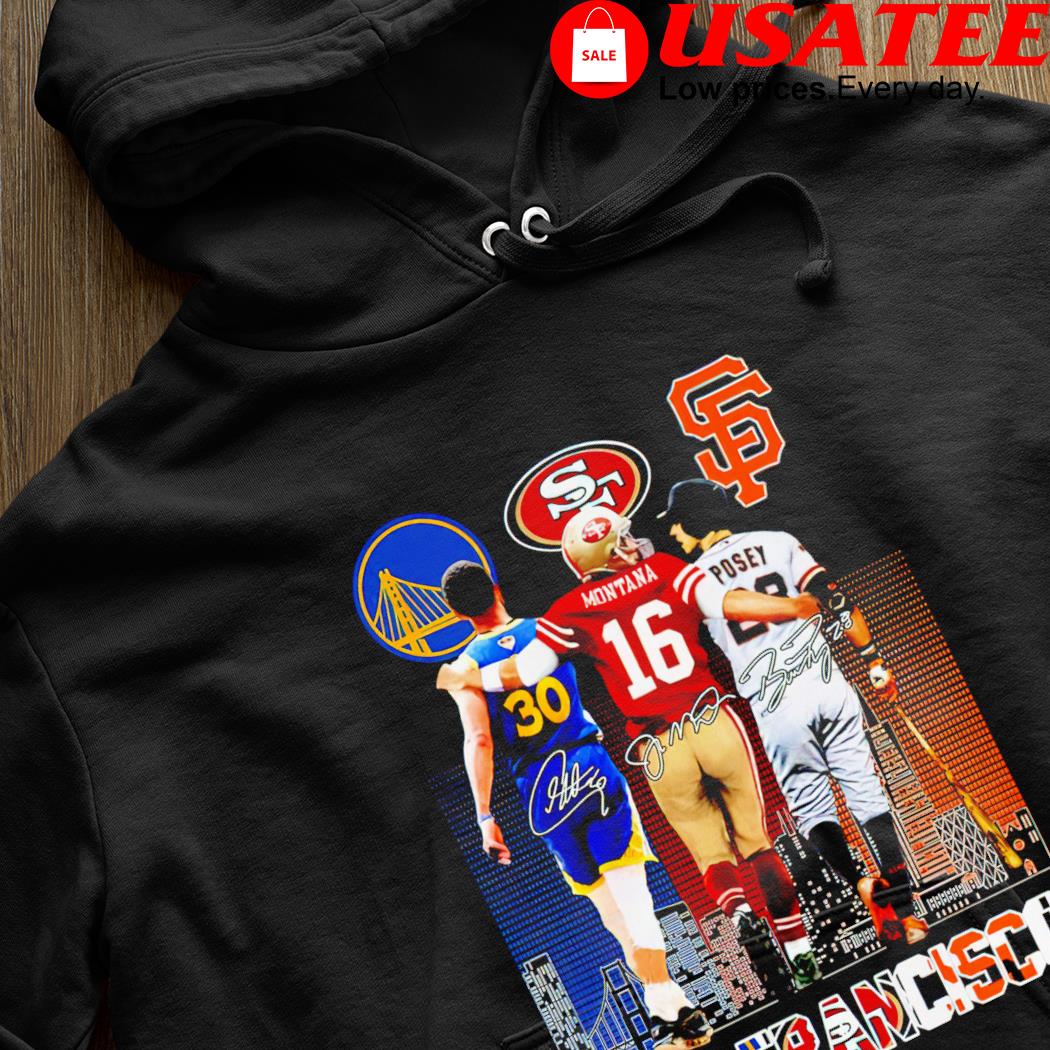 Golden State Warriors San Francisco Giants And San Francisco 49ers Skylines  Signatures Shirt