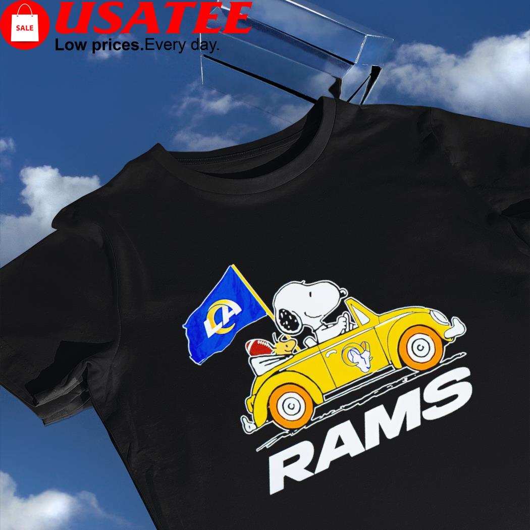 Snoopy and Woodstock driving car Los Angeles Rams flag shirt, hoodie,  sweater, long sleeve and tank top