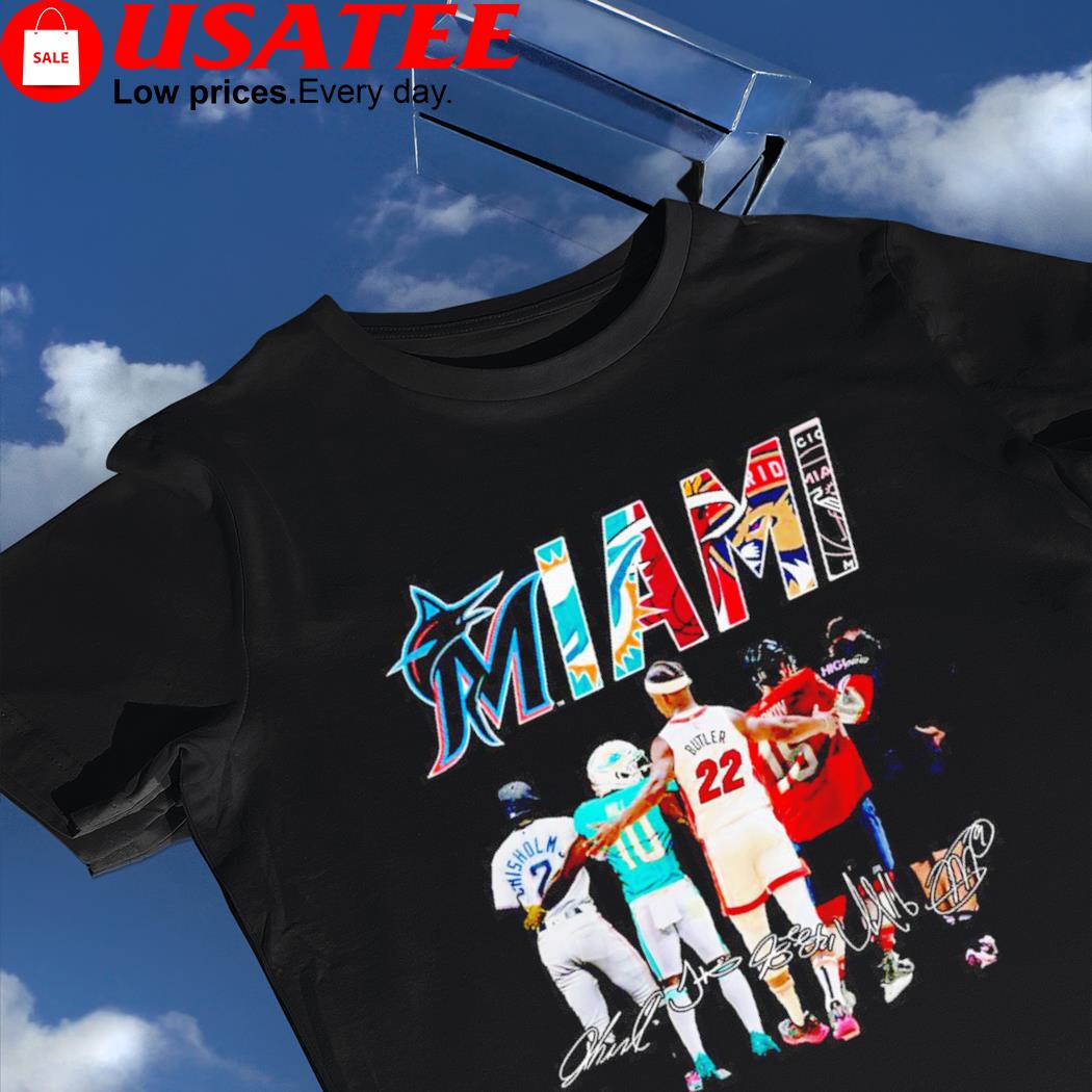 Miami Marlins Miami Dolphins Miami Heat Florida Panthers Sports team 2023  signatures shirt, hoodie, sweater, long sleeve and tank top