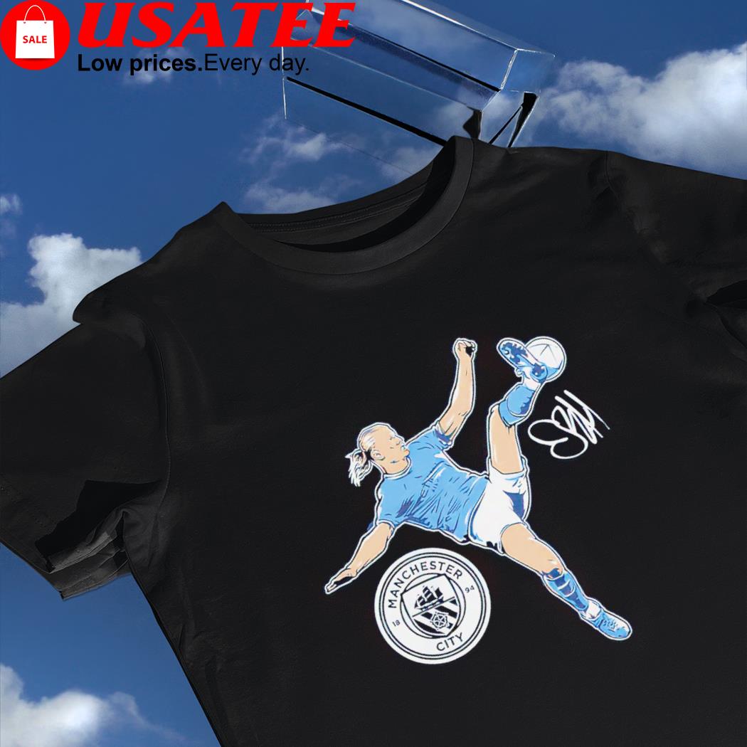 Manchester City Erling Haaland the flying Norwegian signature art shirt