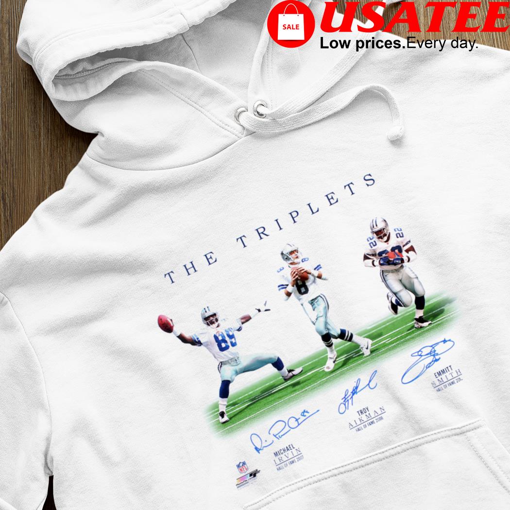 The Triplets Dallas Cowboys Michael Irvin Troy Aikman Emmitt Smith  signatures art shirt, hoodie, sweater, long sleeve and tank top