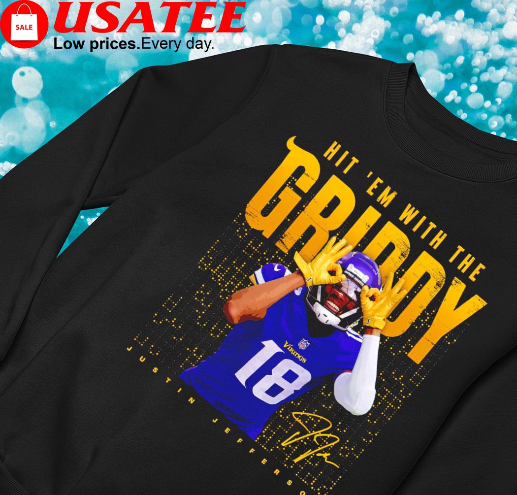 Justin Jefferson griddy'd into the end zone for his first nfl shirt,  hoodie, sweater, long sleeve and tank top