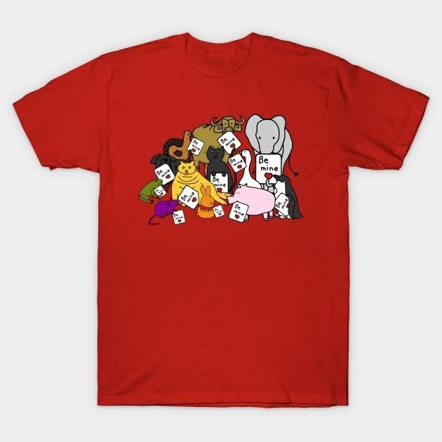 Cute Animals Holding Valentine Cards for Valentines Day t-shirt