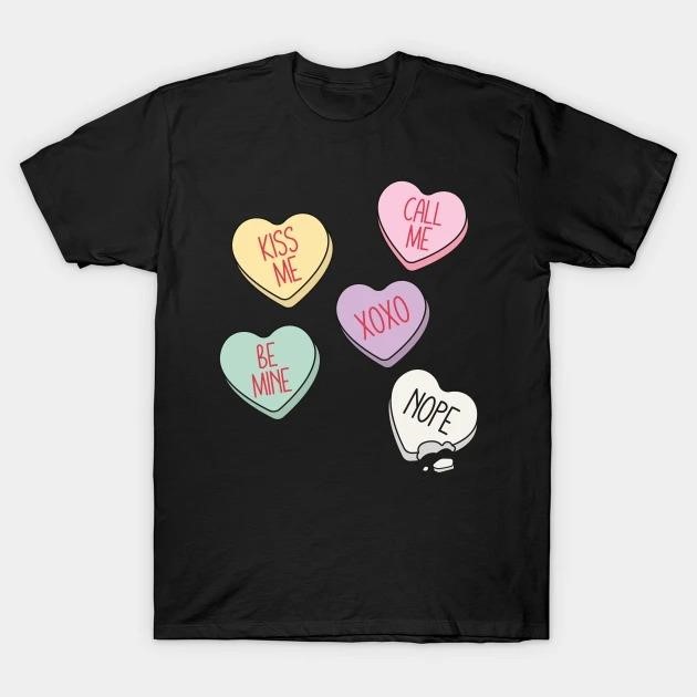 Hearts call me kiss me XOXO be mind nope Valentine Day t-shirt