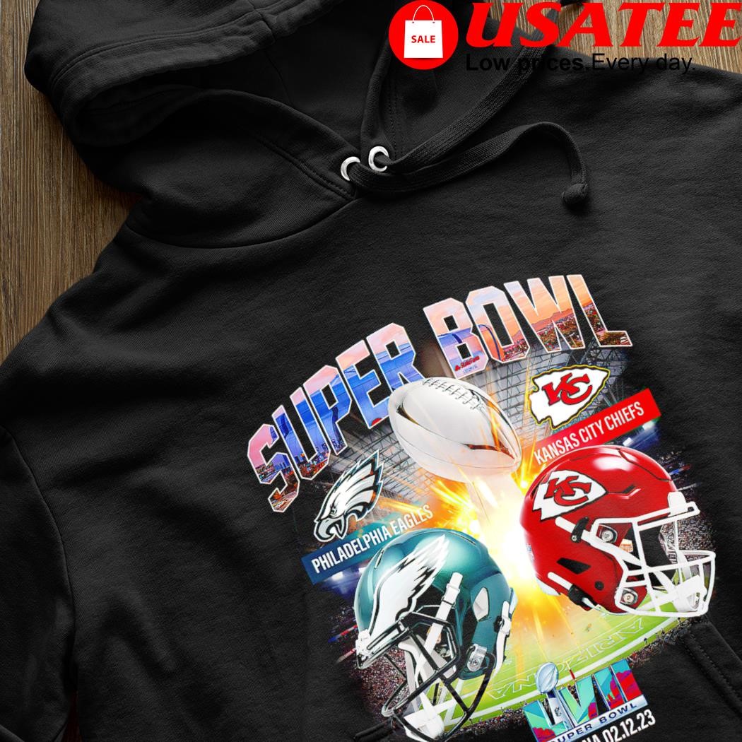 Kansas city Chiefs vs philadelphia eagles super bowl lvii matchup helmet  decals 2023 shirt, hoodie, sweater, long sleeve and tank top