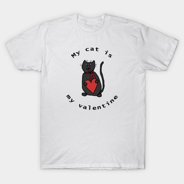 Valentines Day My Cat is My Valentine hug heart t-shirt