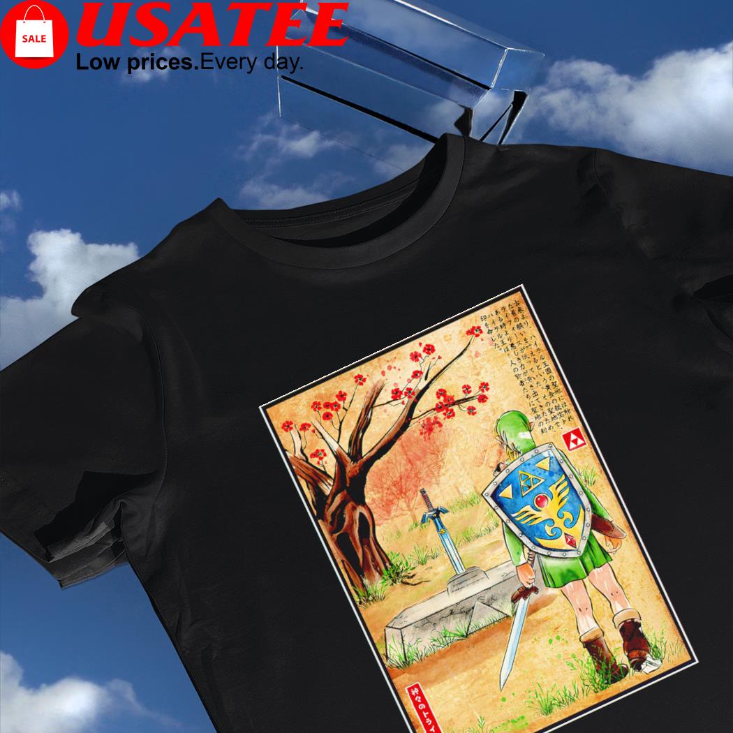Legend of Zelda a link to the past woodblock Japanese shirt