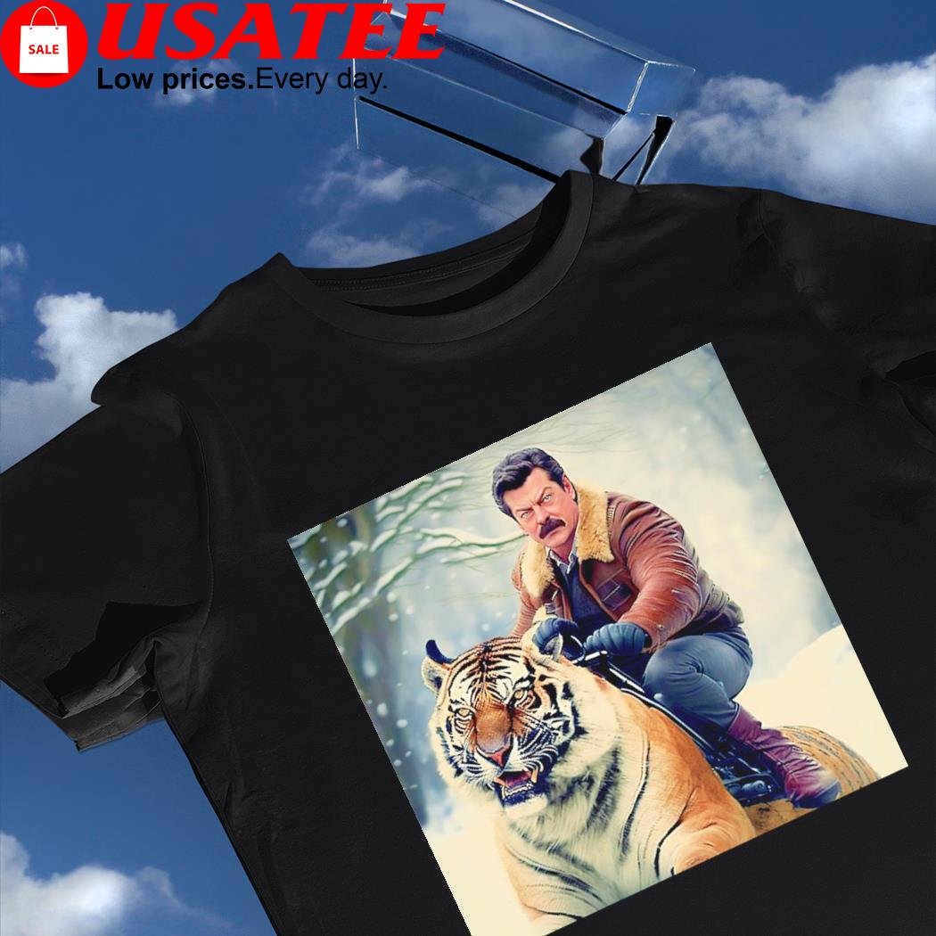 Ron Swanson riding Tiger art shirt