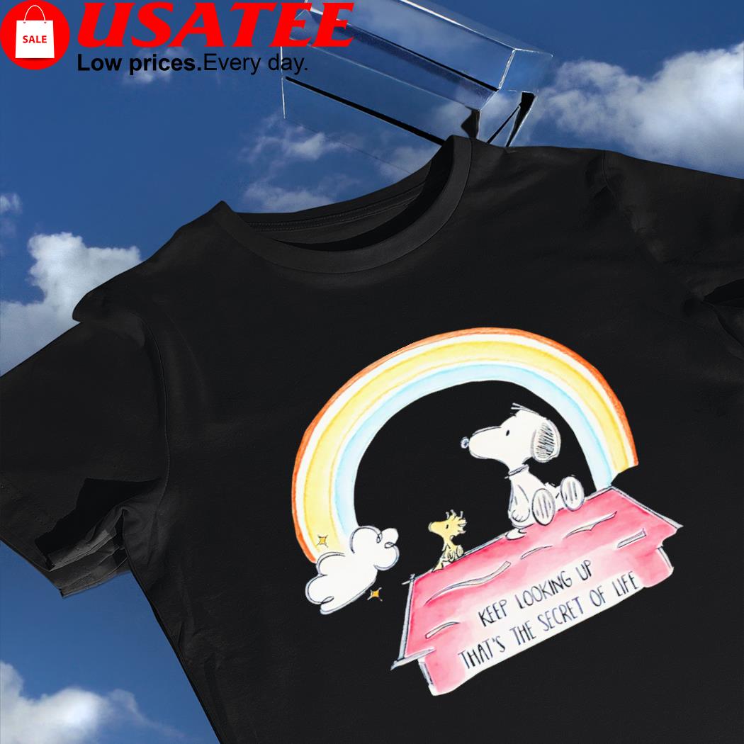 Snoopy and Woodstock Rainbow keep looking up that's the secret of life shirt