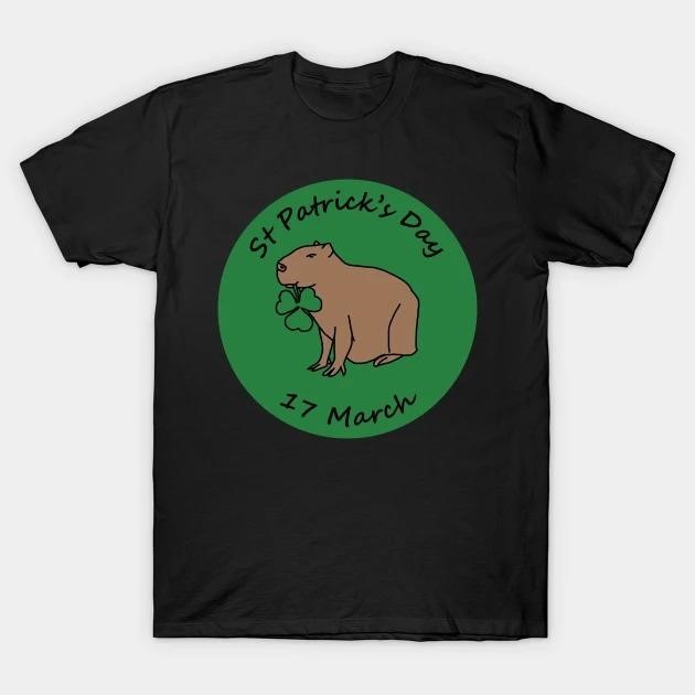 St. Patrick's Day Capybara and Shamrock T-shirt
