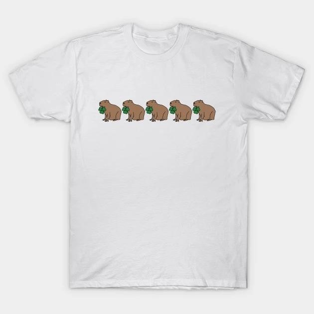 St. Patrick's Day Five Capybara Holding Shamrocks T-shirt