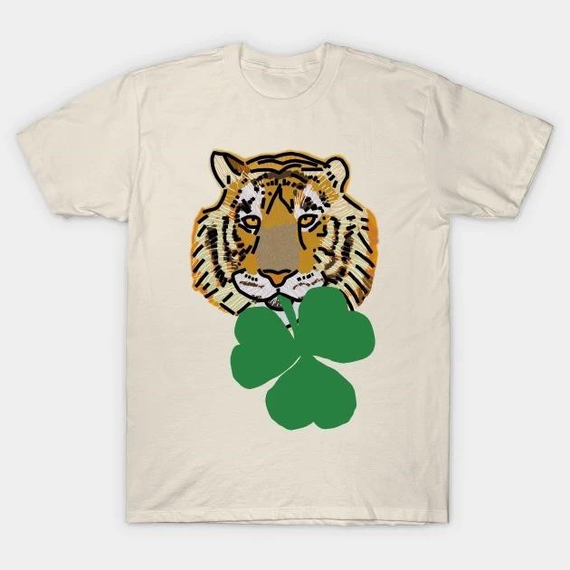 St. Patrick's Day Tiger Biting Shamrock T-shirt