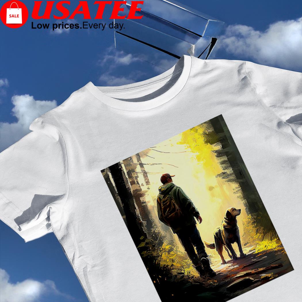 Alone with dog in the woods art shirt
