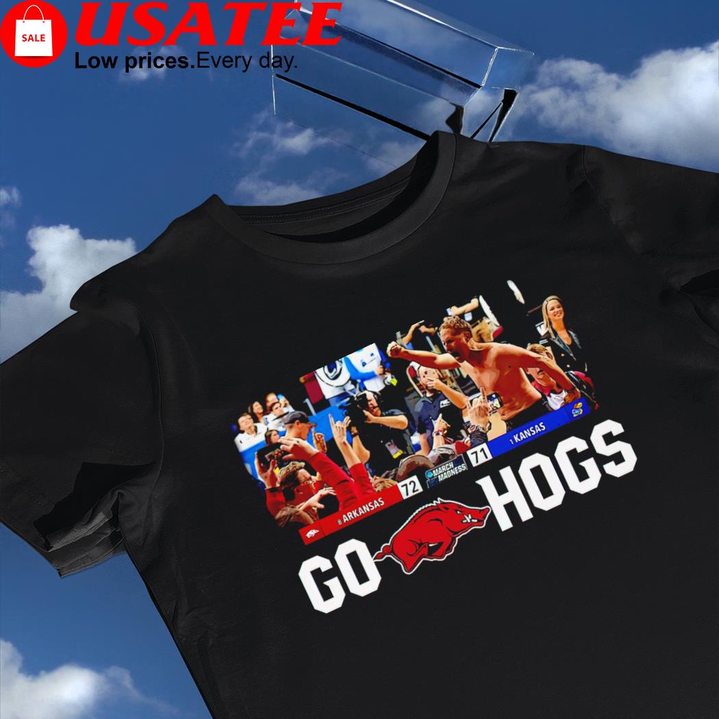 Eric Musselman coach of Arkansas Razorbacks win Kansas Jayhawks 72 - 71 Go Hogs shirt