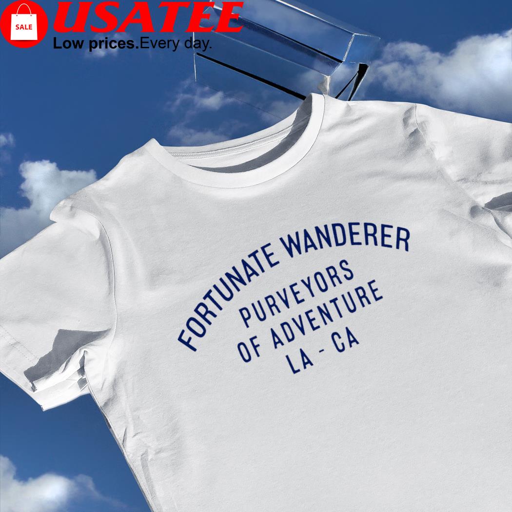 Fortunate Wanderer Purveyors of Adventure La - Ca logo shirt