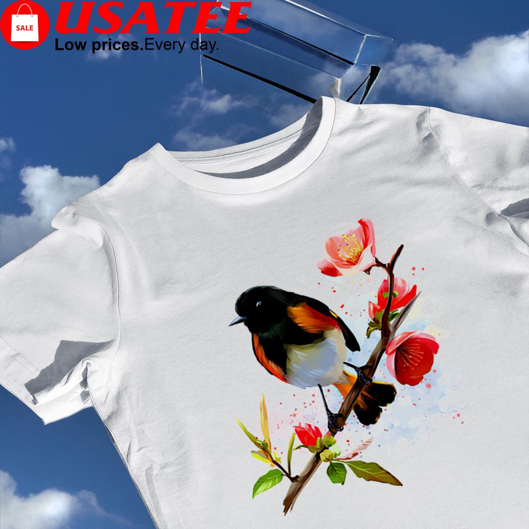 Schöne Vögel und Blumen drucken shirt
