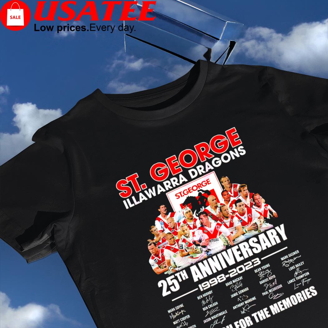 St. George Illawarra Dragons 25th Anniversary 1998 2023 signature thank you for the memories shirt