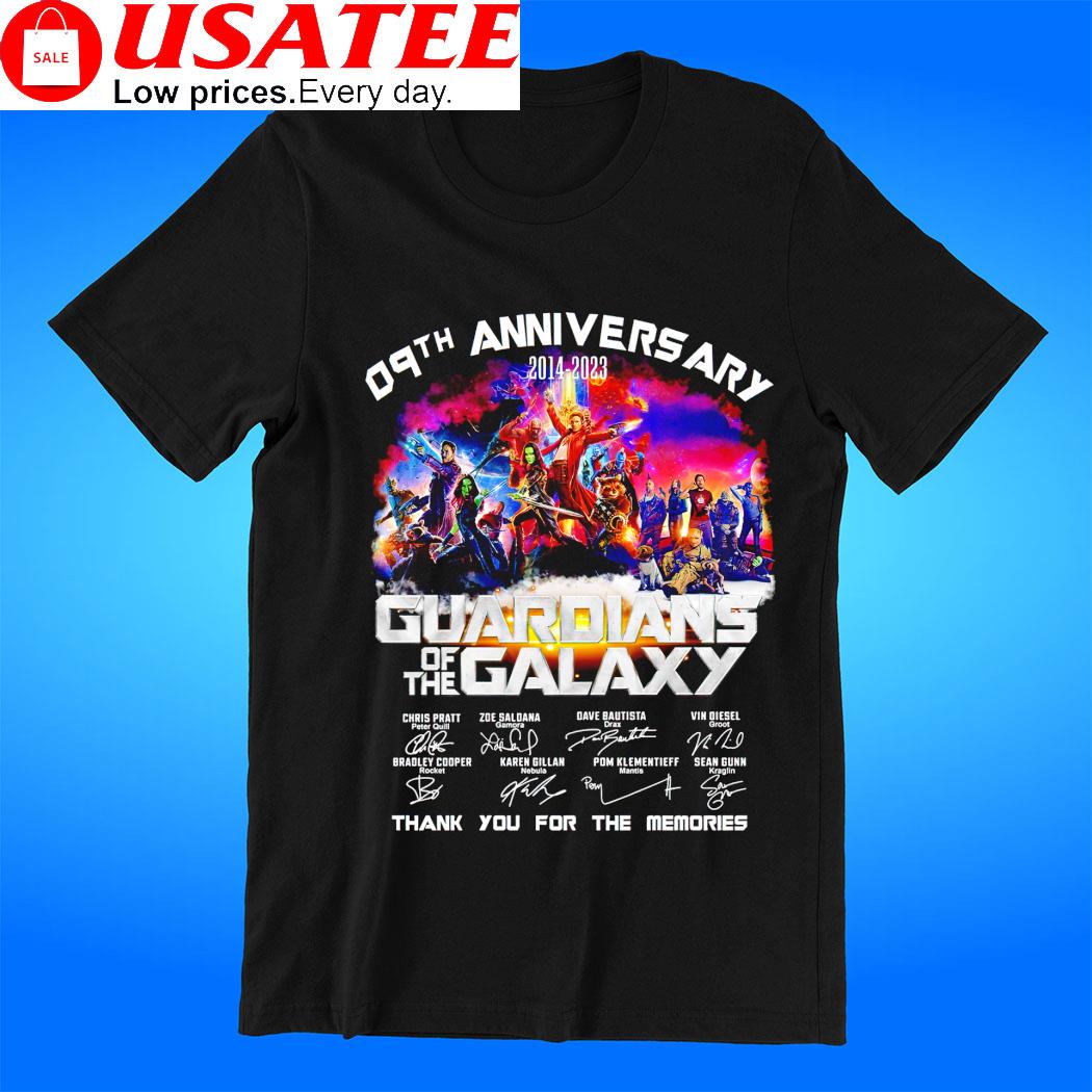 09th Anniversary 2014 2023 Guardians of the Galaxy signature thank you for the memories movie shirt