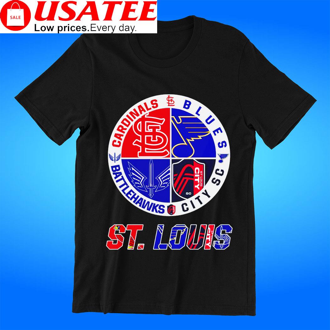 St. Louis Cardinals St. Louis Blues St. Louis Battlehawks St. Louis City SC  logo St. Louis city 2023 shirt - teejeep