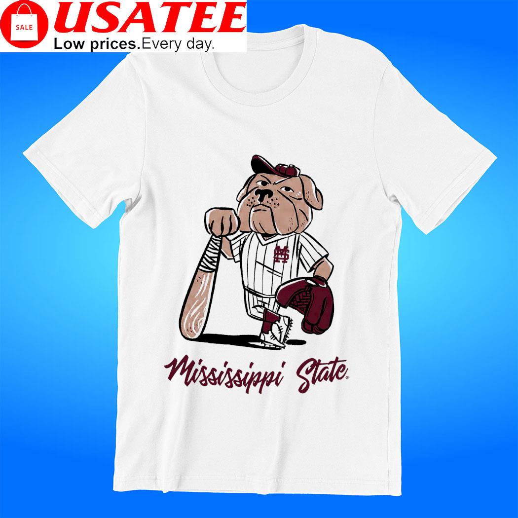 Bulldogs  Mississippi State Vintage Baseball Cartoon Short Sleeve