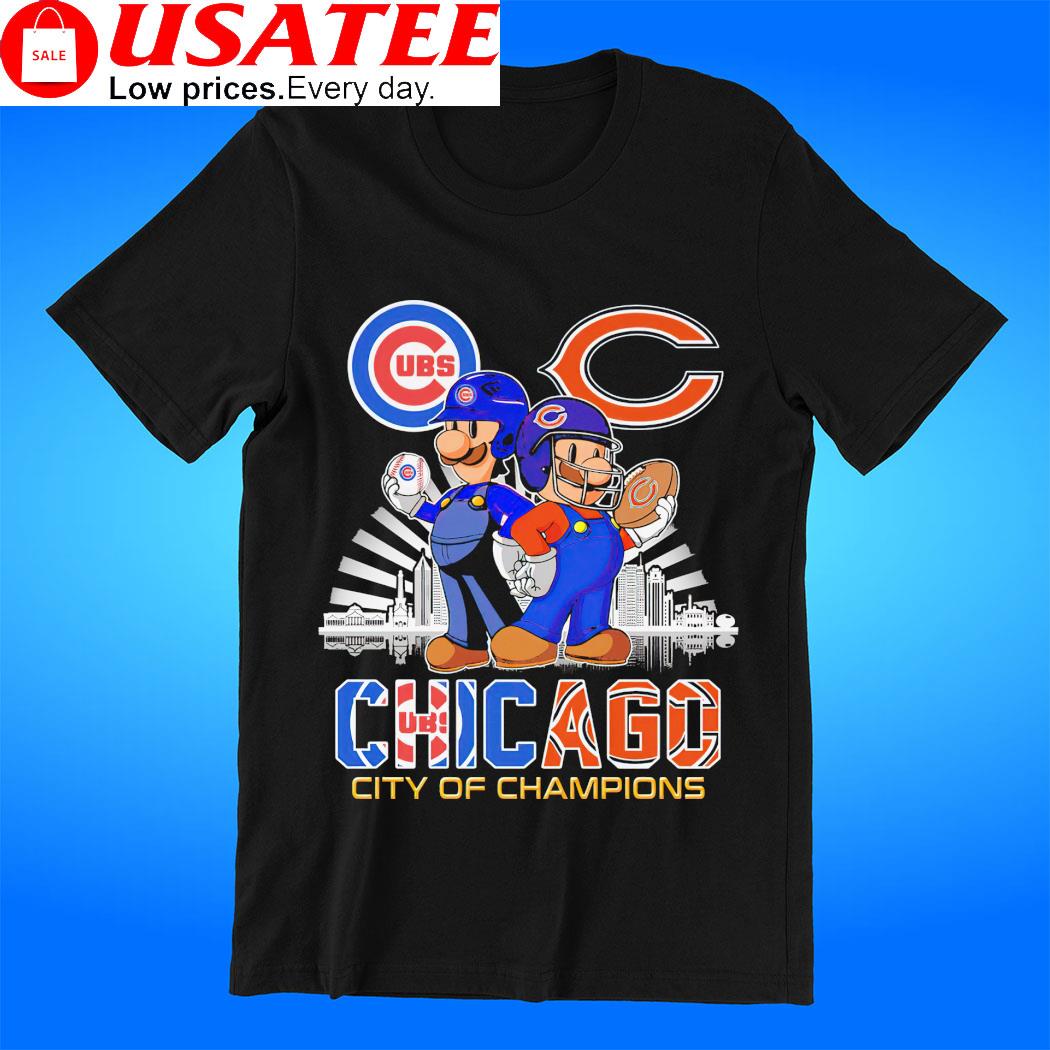 Mario and Luigi Chicago Cubs and Chicago Bears Chicago City of Champions  2023 shirt, hoodie, sweater, long sleeve and tank top