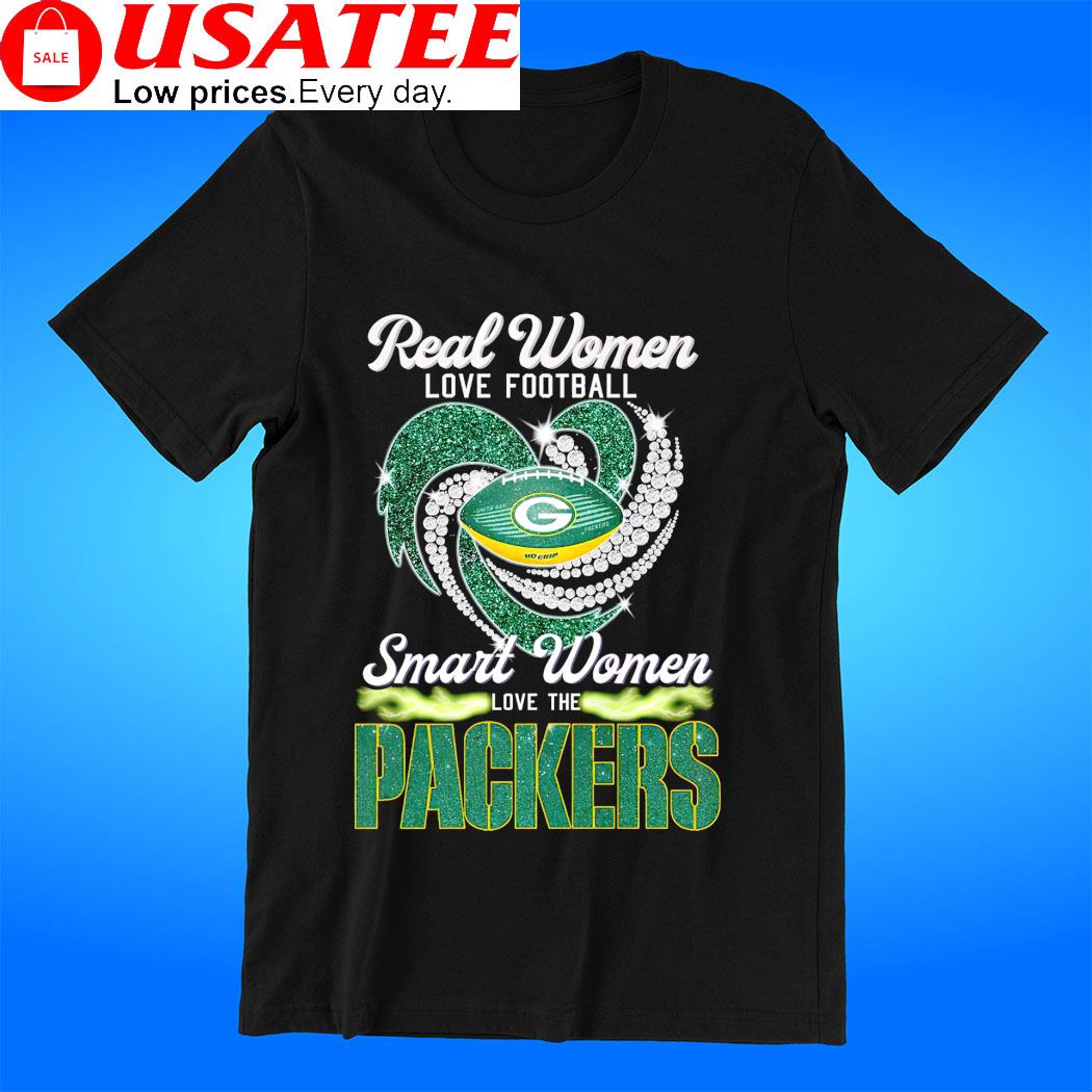 Real women love football smart women love the Green Bay Packers diamond  heart logo 2023 shirt, hoodie, sweater, long sleeve and tank top