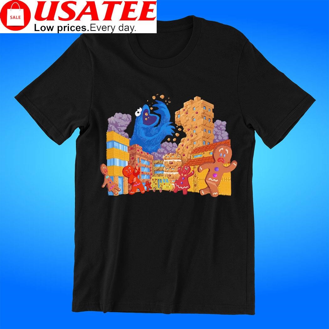 Cookie Monster eating Gingerbread City Christmas t-shirt