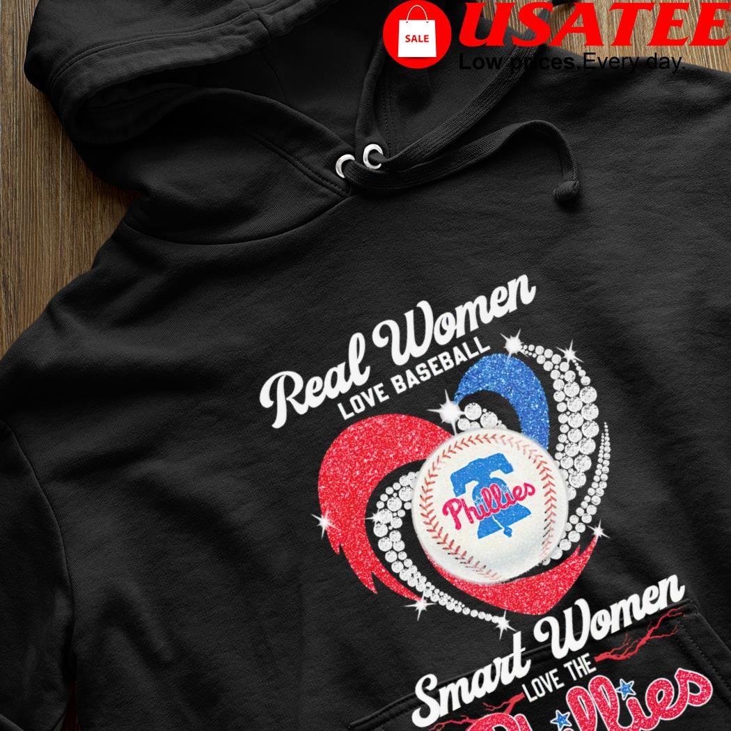 Real women love baseball smart women love the Philadelphia Phillies heart  logo shirt, hoodie, sweater, long sleeve and tank top