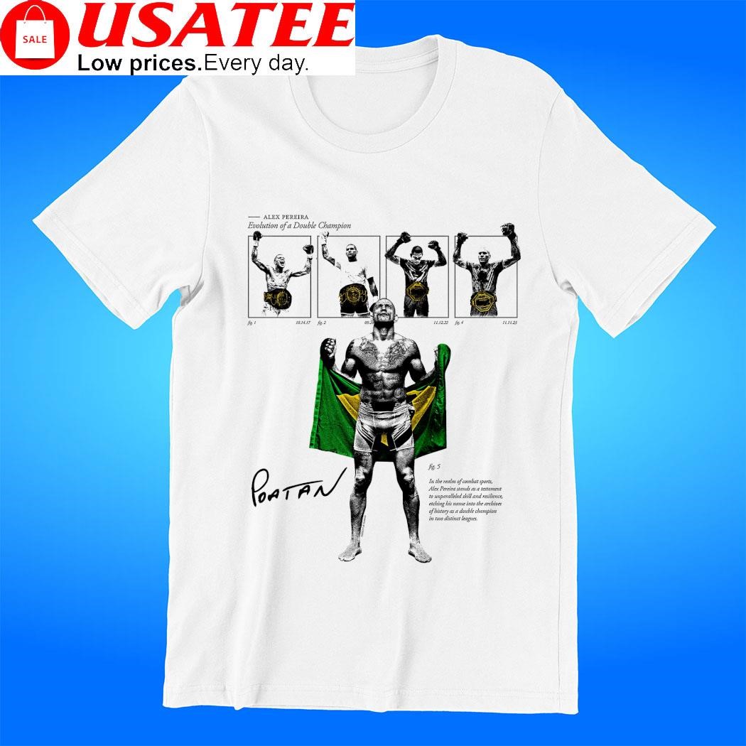 Alex Pereira evolution of a double champion Potan Brazil flag shirt