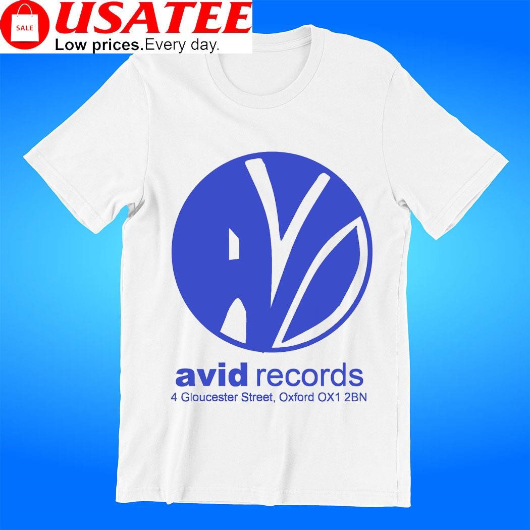 Avid Records 4 Gloucester Street Oxford OX1 2BN logo shirt