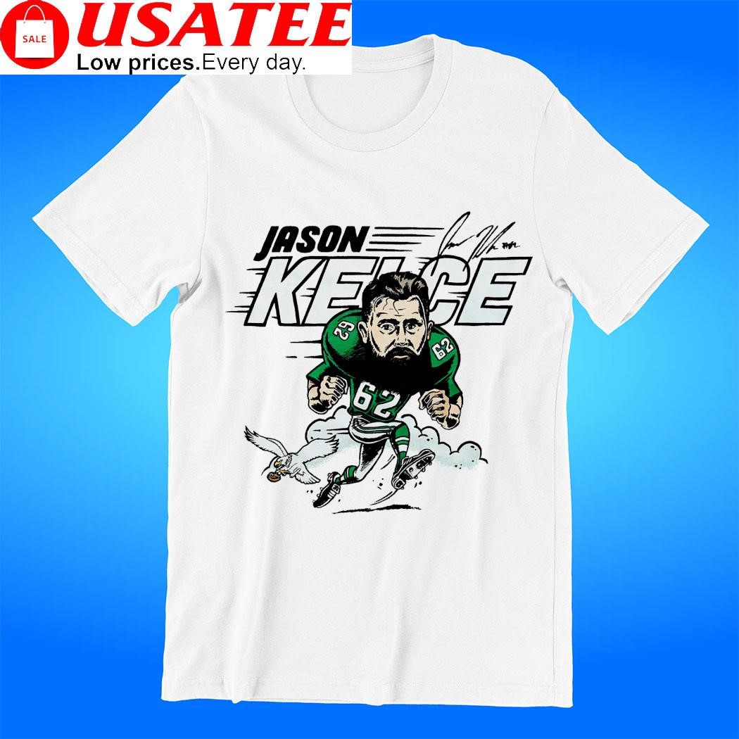 Jason Kelce Philadelphia Eagles football signature cartoon t-shirt