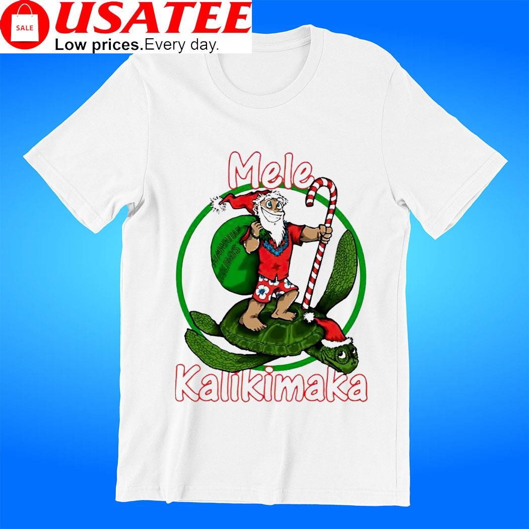 Mele Kalikimaka Santa riding turtle Christmas t-shirt