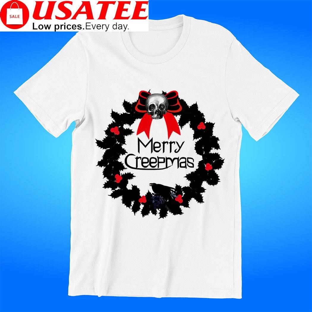 Merry Creepmas Wreath skull Chritsmas t-shirt
