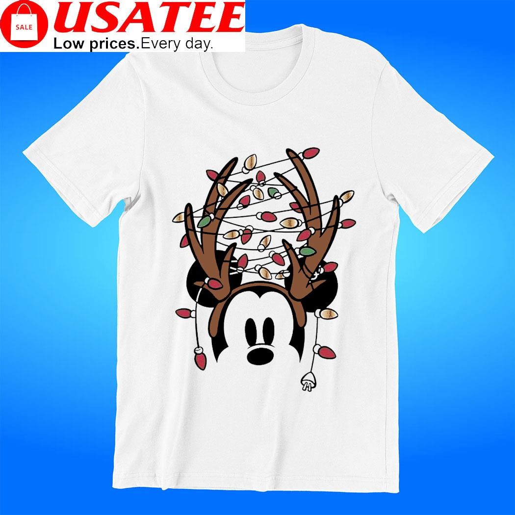Mickey Mouse Disney cosplay reindeer Christmas Lights t-shirt