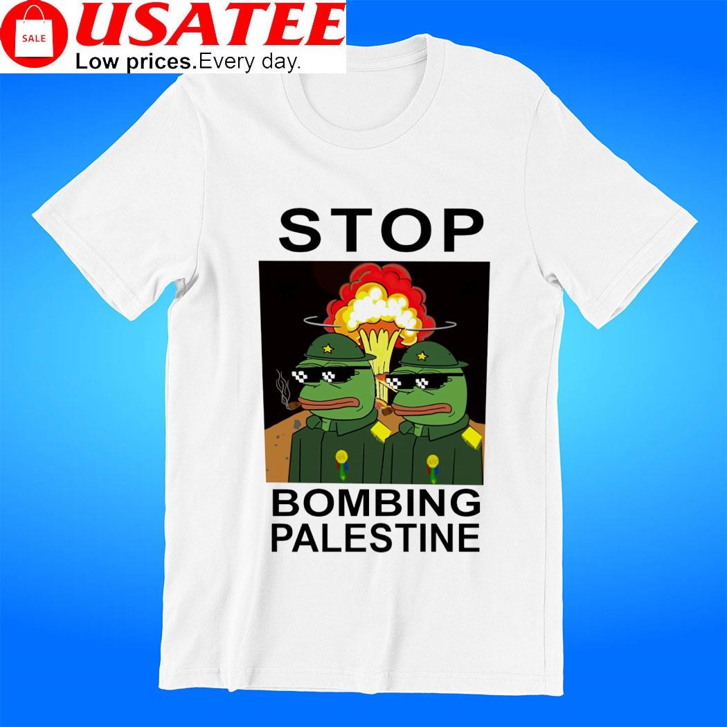 Pepe frog stop bombing palestine meme tee