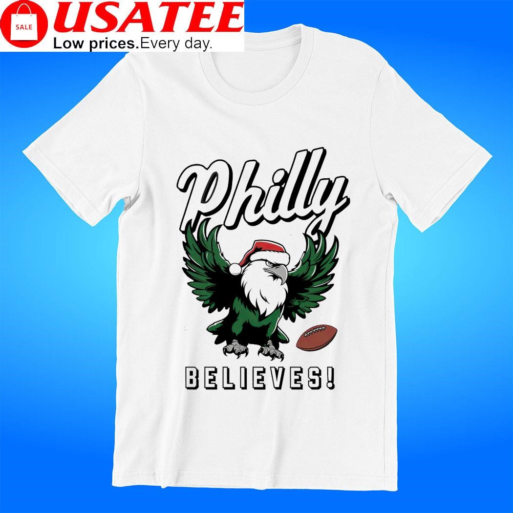 Philadelphia Eagles mascot wear Santa hat Philly believes Christmas shirt