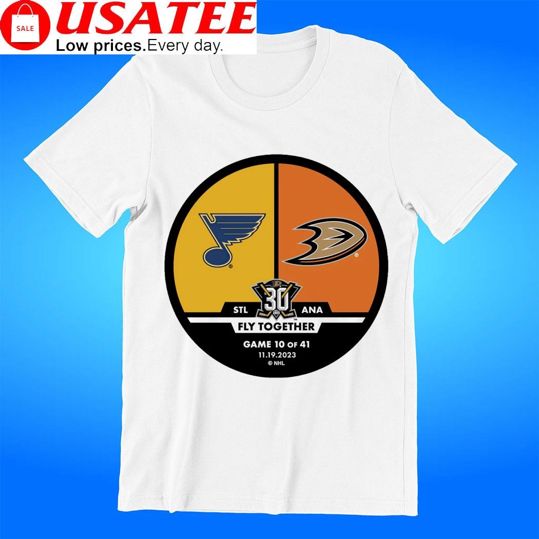 St. Louis Blues vs Anaheim Ducks Fly together 2023 Warm up Puck 2023 2024 shirt